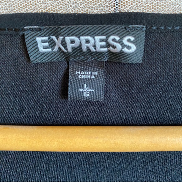 EXPRESS tank top, women’s black & silver shimmering material, size L - Picture 2 of 3